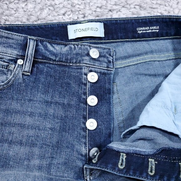 Stonefield Conrad Ankle High Rise Ankle Skinny Jeans Button Fly Raw Hem 32 x 27 - Picture 5 of 13